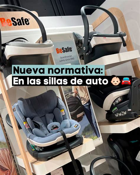 Infografía comparativa de normativas de seguridad para sillas de coche infantiles