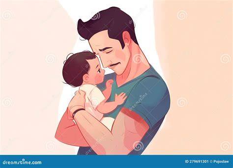Ilustración de un padre con su bebé