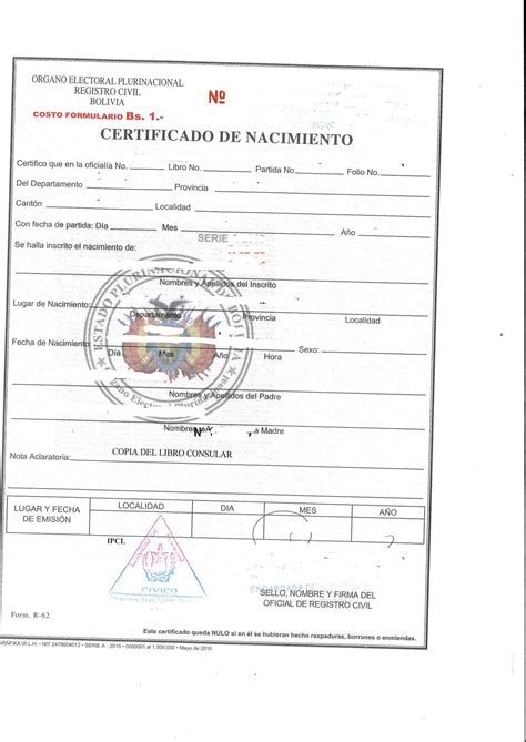 Imagen de un certificado de nacimiento y documentos legales
