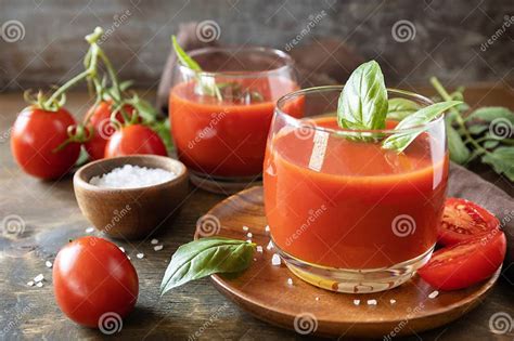 imagen de vasos de jugo de tomate fresco y rebanadas de tomate