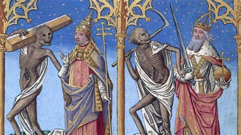 Ilustración medieval que representa la confrontación entre el Papa Nicolás I y el rey Lotario II