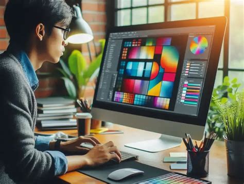 Diseñador gráfico trabajando remotamente con un ordenador portátil en un nuevo entorno