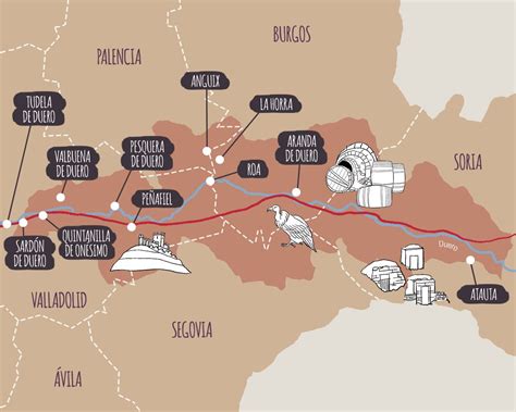 Mapa de la denominación de origen Ribera del Duero