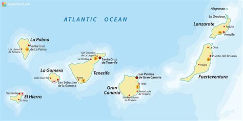 Mapa de las Islas Canarias con puntos de ubicación de los grupos de apoyo a la lactancia