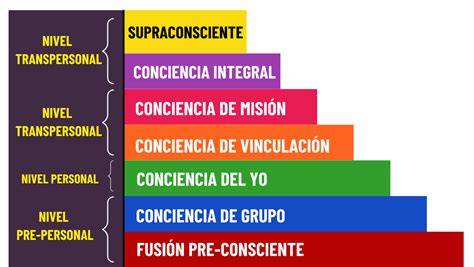 Esquema de la jerarquía de la conciencia: desde el nivel biográfico hasta el transpersonal, integrando la 