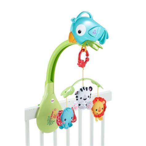 Detalle del mando a distancia de un móvil musical Fisher-Price