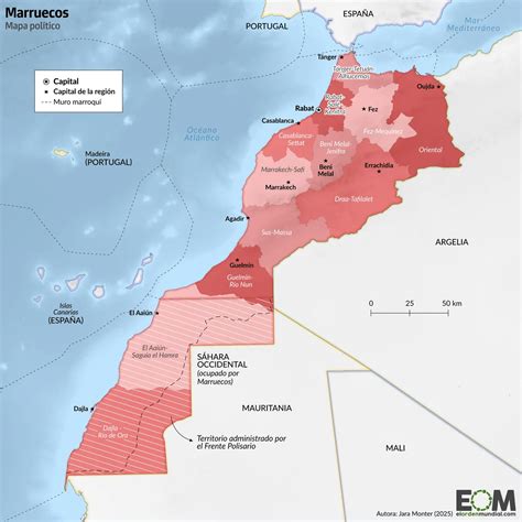 mapa de Marruecos con énfasis en su potencial agrícola y ubicación estratégica