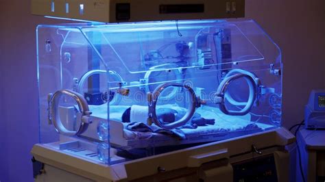 Foto temática de un bebé prematuro en una incubadora