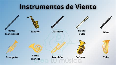 infografía sobre instrumentos de viento madera y metal