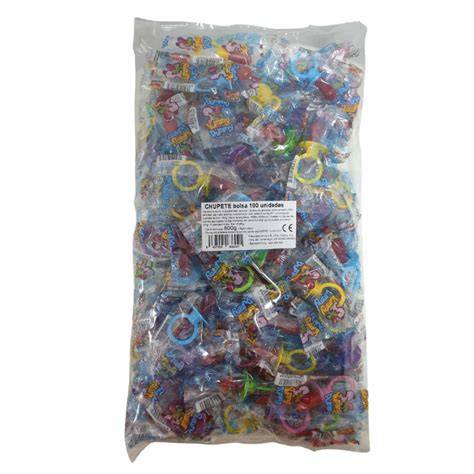 Foto de una bolsa de 100 unidades de chupetes caramelo en anillo
