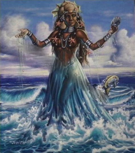 Representación artística de Yemayá como sirena o figura oceánica