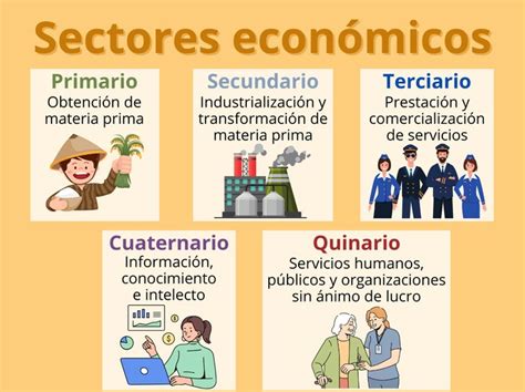 esquema visual de los sectores económicos (primario, secundario, terciario)