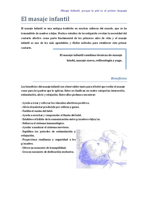 Infografía sobre los beneficios del masaje infantil y los aceites vegetales recomendados