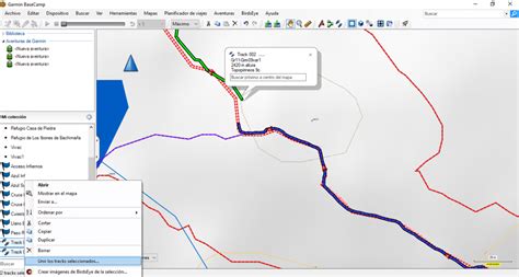Ejemplo visual de la creación de un nuevo tramo de track en BaseCamp