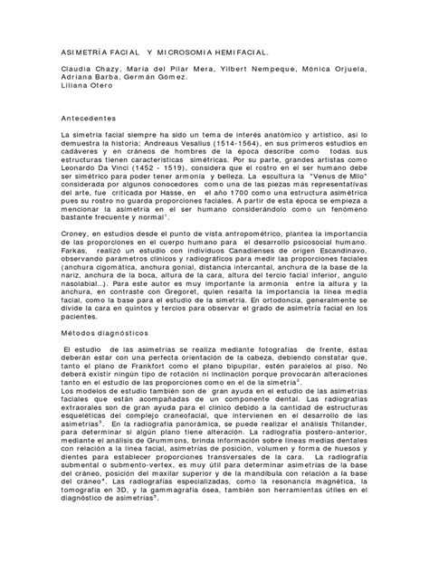 Esquema de asimetría facial en microsomía hemifacial