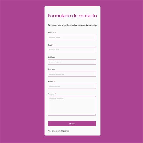 Captura de pantalla del formulario de contacto en la web todosillon.es.