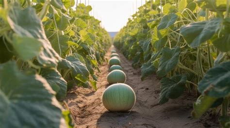 Campo de melones bajo cultivo, destacando la extensión del cultivo en campo abierto.