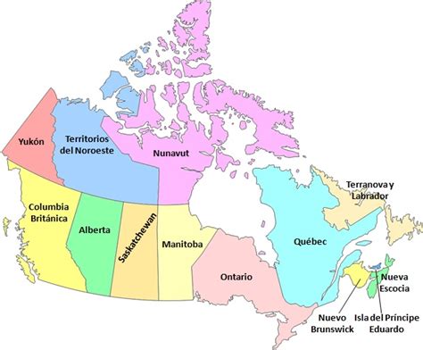 Mapa de Canadá destacando provincias y territorios