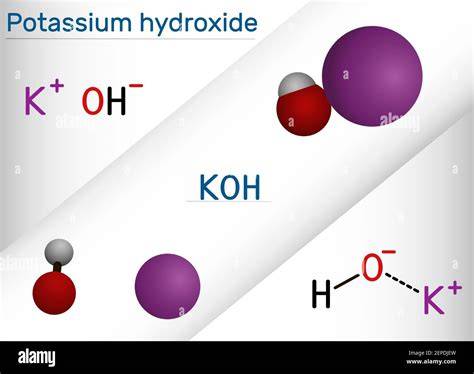 Esquema molecular del hidróxido de potasio