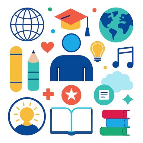 Iconos representando salud infantil, educación y cooperación internacional