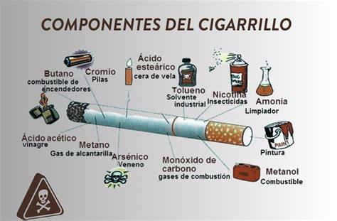 infografía sobre los principales componentes tóxicos del cigarrillo
