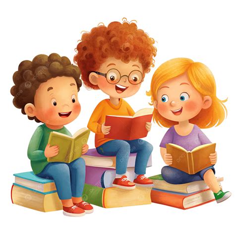 Ilustración de niños leyendo cuentos o un libro de cuentos navideños