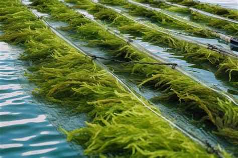 Fotografía de un cultivo de algas marinas para uso agrícola