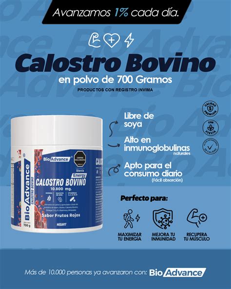 Variedad de suplementos de calostro bovino en diferentes formatos (polvo, cápsulas)