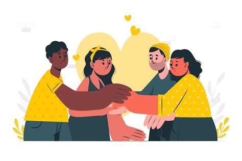 Ilustración de personas brindando apoyo y solidaridad