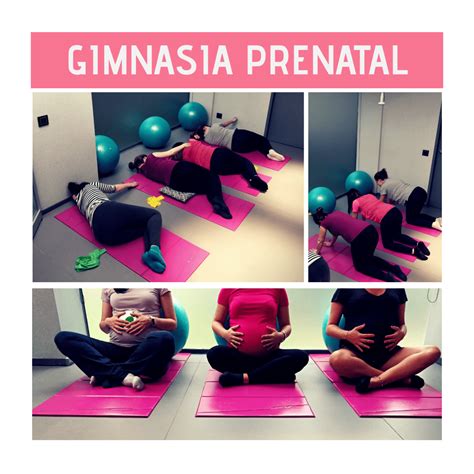 Mujer embarazada en clase de gimnasia prenatal o estiramientos.