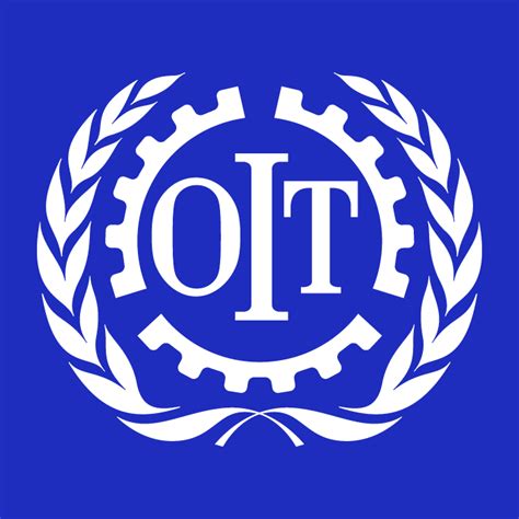 Logotipo de la OIT y un dibujo representando los derechos de maternidad