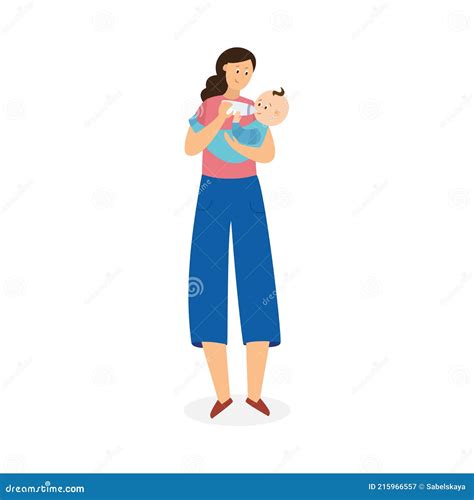 Ilustración de un padre dando el biberón a un bebé mientras la madre descansa