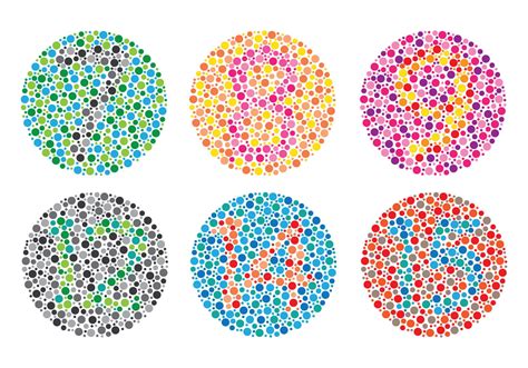 Imagen: Ejemplo de un test de Ishihara con números ocultos en patrones de puntos de colores.