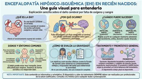 Infografía sobre las posibles secuelas de la encefalopatía hipóxico-isquémica en recién nacidos