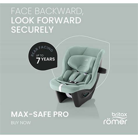 Infografía detallada de la silla de coche Britax Römer MAX-SAFE PRO con sus características de seguridad