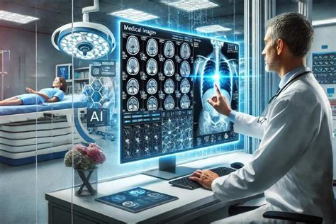 Representación de un sistema de inteligencia artificial analizando imágenes médicas