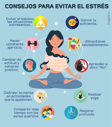 Infografía con consejos prácticos para el manejo del estrés durante el embarazo: ejercicio, meditación, apoyo social, etc.