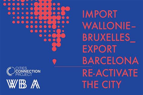 Infografía mostrando la conexión entre Barcelona y Valonia-Bruselas a través de proyectos arquitectónicos.