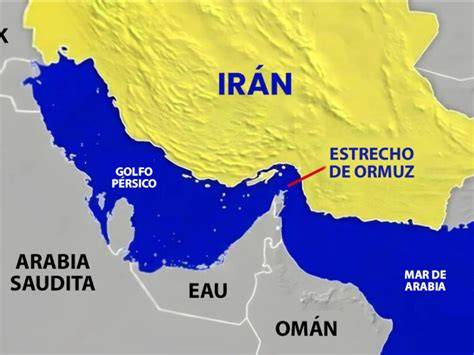 Mapa del Estrecho de Ormuz resaltando su importancia para el comercio global