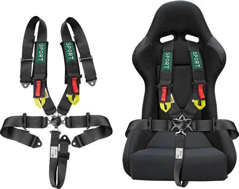Esquema de un arnés de seguridad de cinco puntos para silla de ruedas montado en un asiento de coche