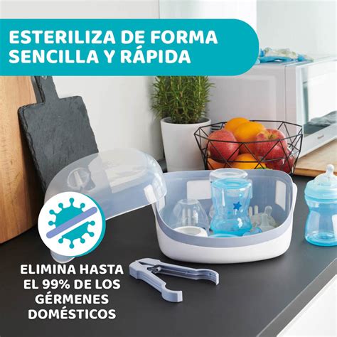 Ilustración de un esterilizador de biberones para microondas