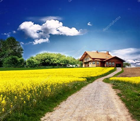 Paisaje rural portugués con una casa tradicional