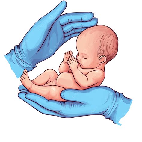 Ilustración de un bebé recién nacido explorando sus manos.