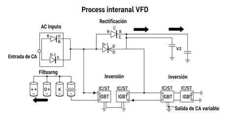 Esquema de aguja vibrante de alta frecuencia con motor interno y componentes tratados