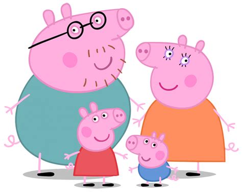 Peppa Pig y su familia celebrando la noticia del nuevo bebé