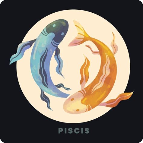 Ilustración de los dos peces de Piscis nadando en direcciones opuestas y el carnero de Aries.