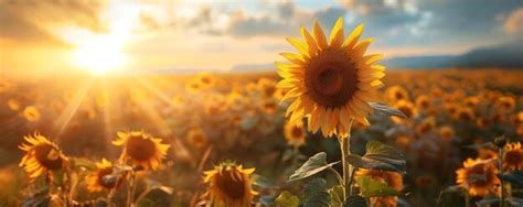Campo de girasoles al amanecer