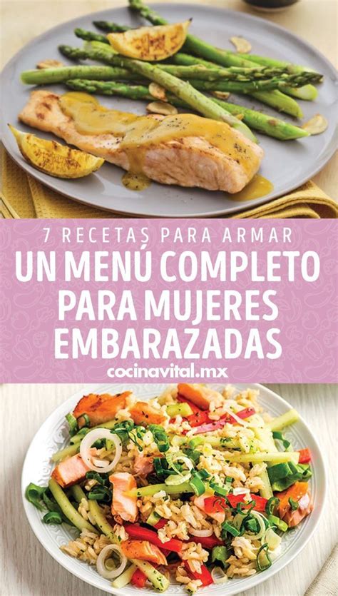 infografía con ejemplos de comidas saludables y ejercicios para embarazadas