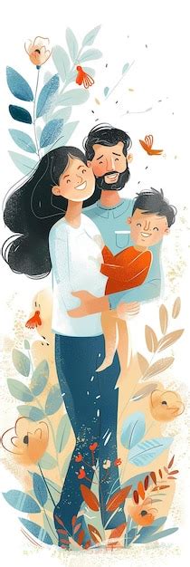 Ilustración de una familia practicando colecho