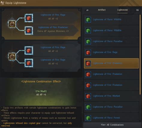 Tabla comparativa de las mejores combinaciones de Piedras de Luz para Doma y otras lifeskills en BDO
